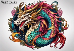 Taurus dragon whole body girly tattoo idea