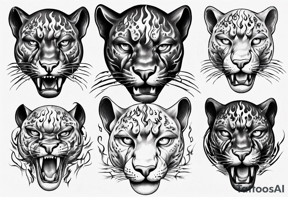 Panther with flames tattoo idea