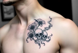 Ryan, Aries, red poppy’s, lilies, skulls, and smoke tattoo idea