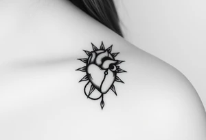 human heart chained within sun and moon tattoo idea