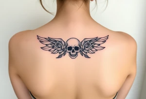 Forgiveness sigil roses and a skull with wings tattoo idea