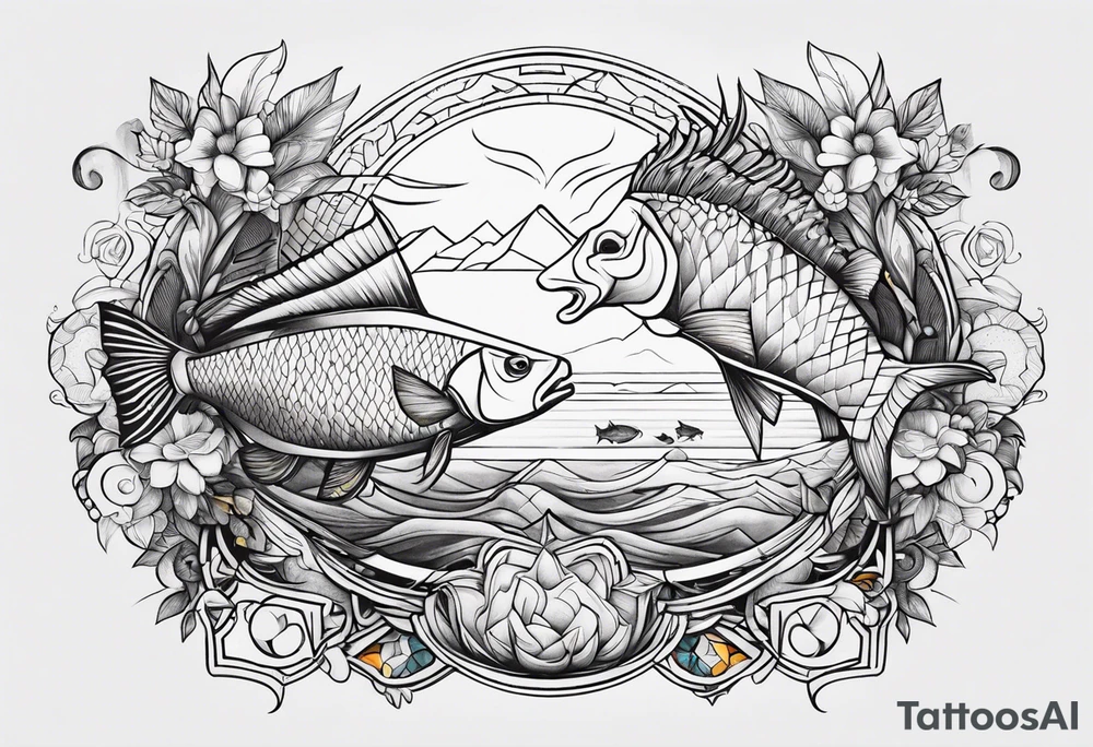 fish and goat tattoo idea