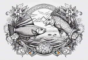 fish and goat tattoo idea