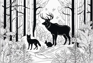 animals in the forest tattoo idea