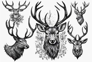 Majestic stag with exagerrated antlers tattoo idea