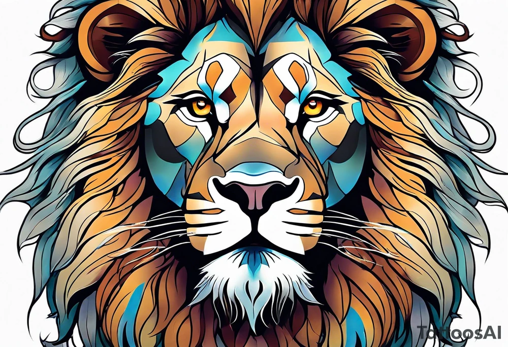 powerful majestic lion, close-up tattoo idea