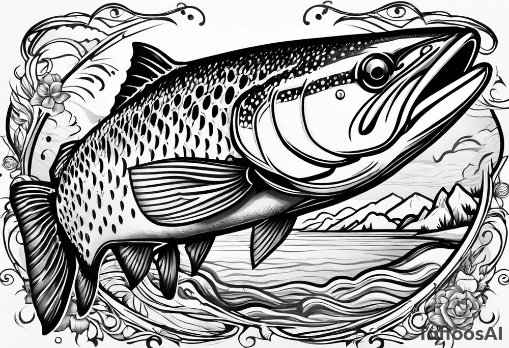 fly fishing trout tattoo idea