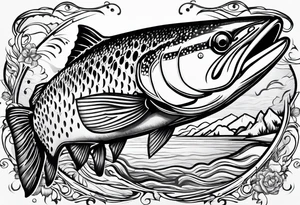 fly fishing trout tattoo idea