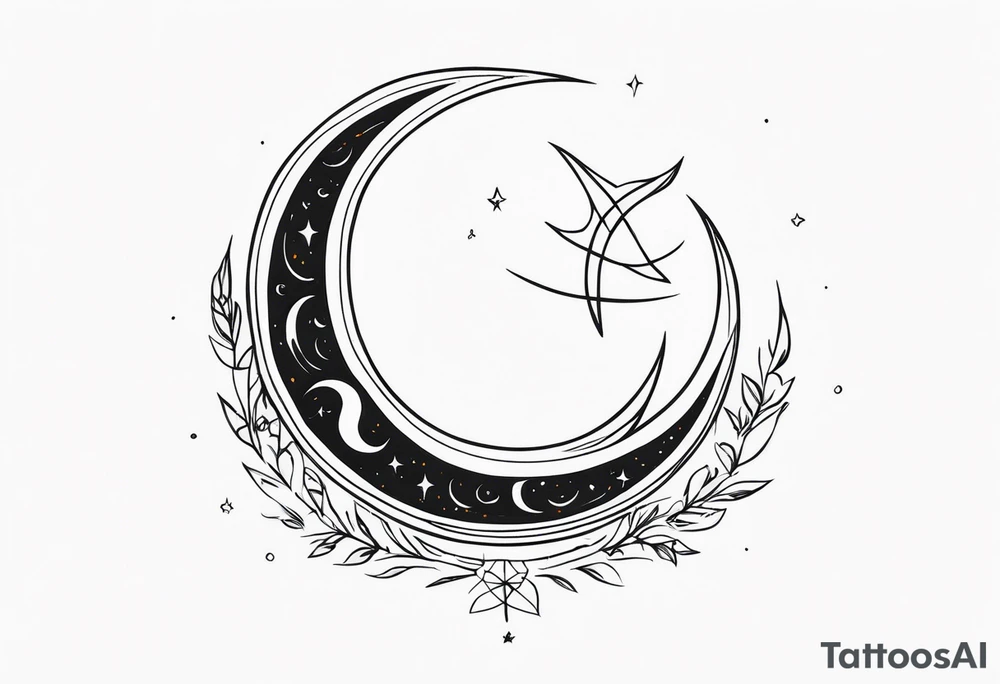 sacred crescent moon 
glyph 
fire 
celestial tattoo idea