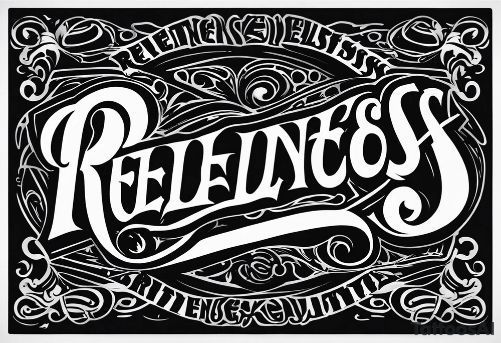 lettering only of the word relentless tattoo idea