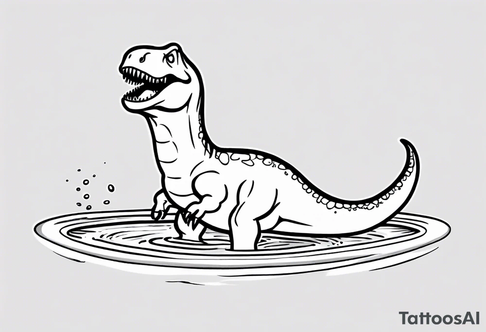 silly happy t rex in a pool tattoo idea