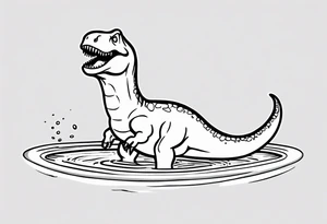 silly happy t rex in a pool tattoo idea