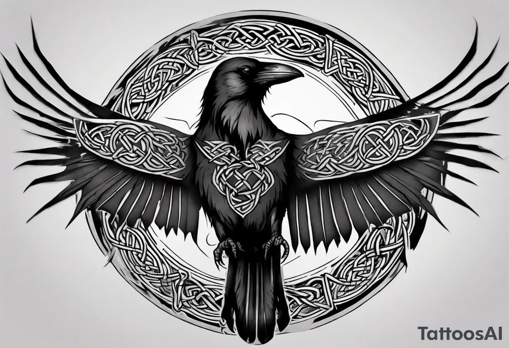 skyrim style raven with celtic knotwork tattoo idea