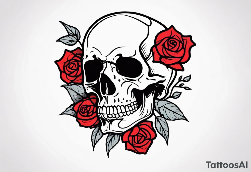 skull and roses tattoo idea