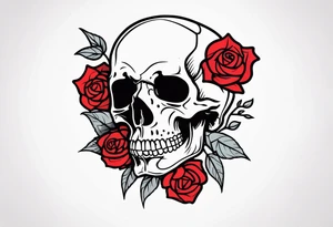 skull and roses tattoo idea