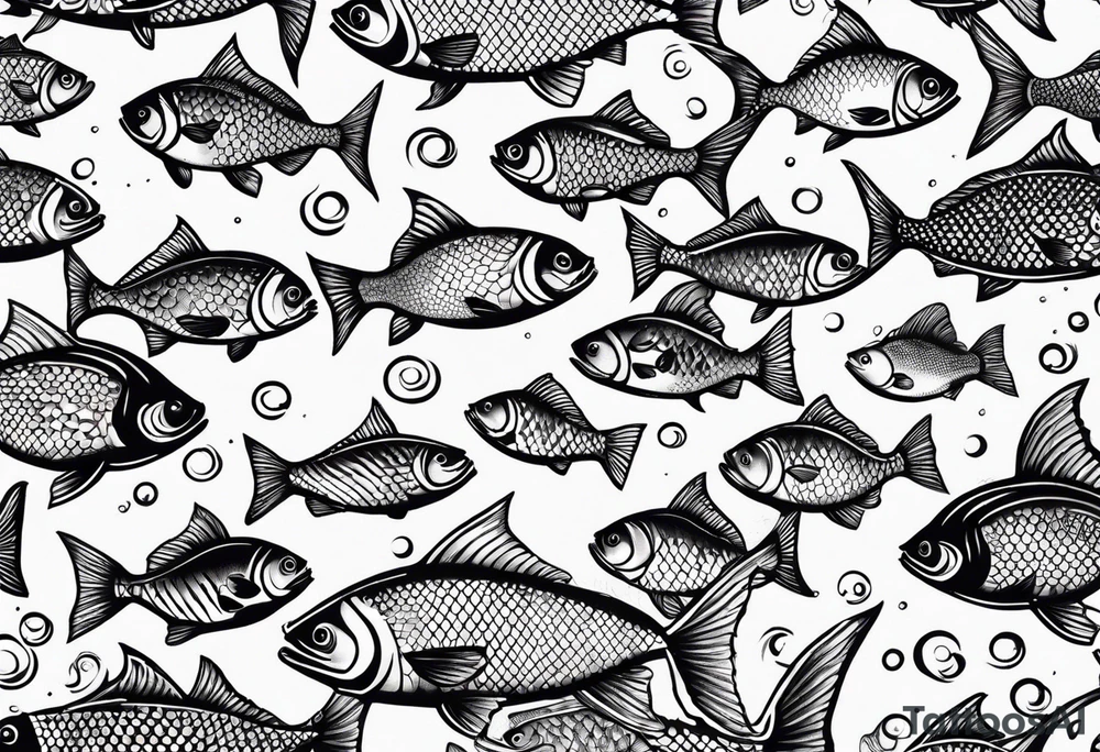 Shoal of tiny fish tattoo idea