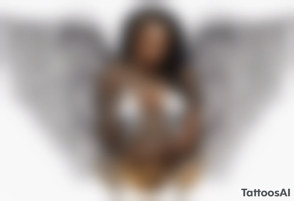 African angel on a balcony tattoo idea