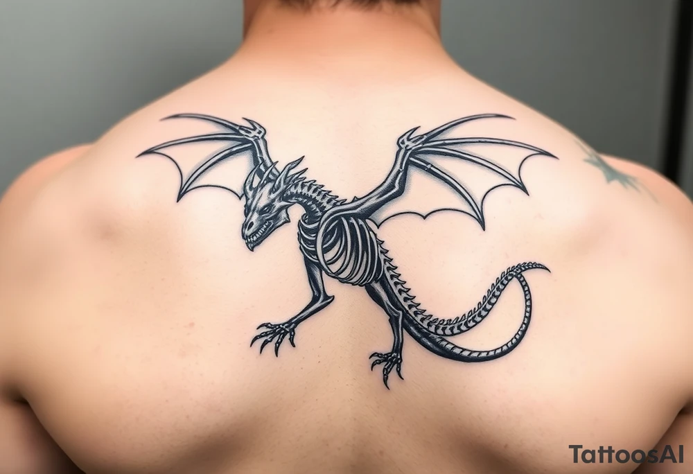 powerful majestic medieval dragon skeleton with Wings tattoo idea powerful majestic medieval dragon skeleton with Wings tattoo idea