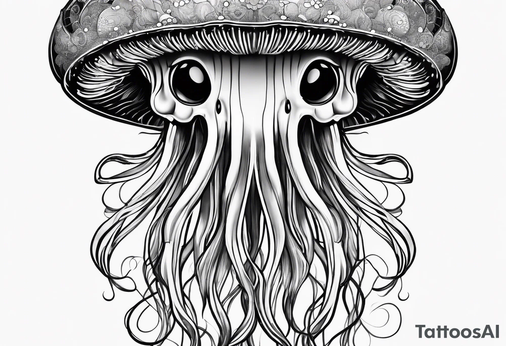 jellyfish with a small head and really long tentacles tattoo idea