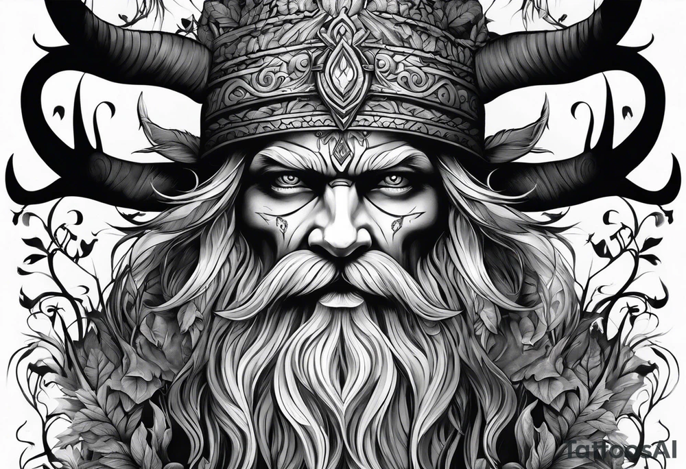 Leshy with Russian traditional design tattoo idea Leshy with Russian traditional design tattoo idea