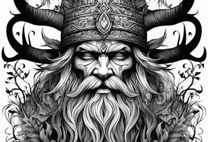 Leshy with Russian traditional design tattoo idea