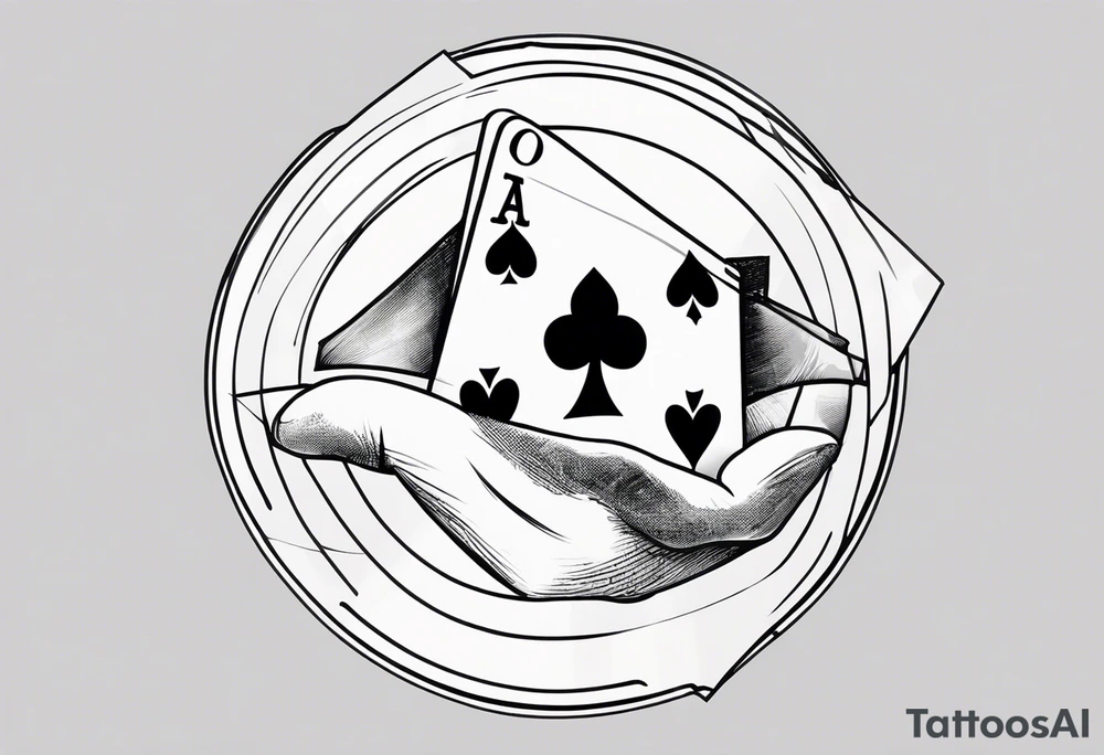 Vinyl lp with a Hand of cards inside tattoo idea