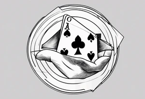 Vinyl lp with a Hand of cards inside tattoo idea
