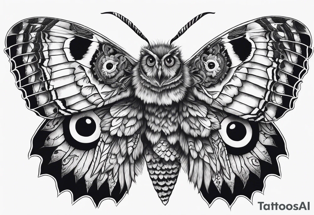 Dead head moth with owl eyes tattoo idea