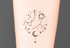 Night sky with constellation, stars  & moon tattoo idea