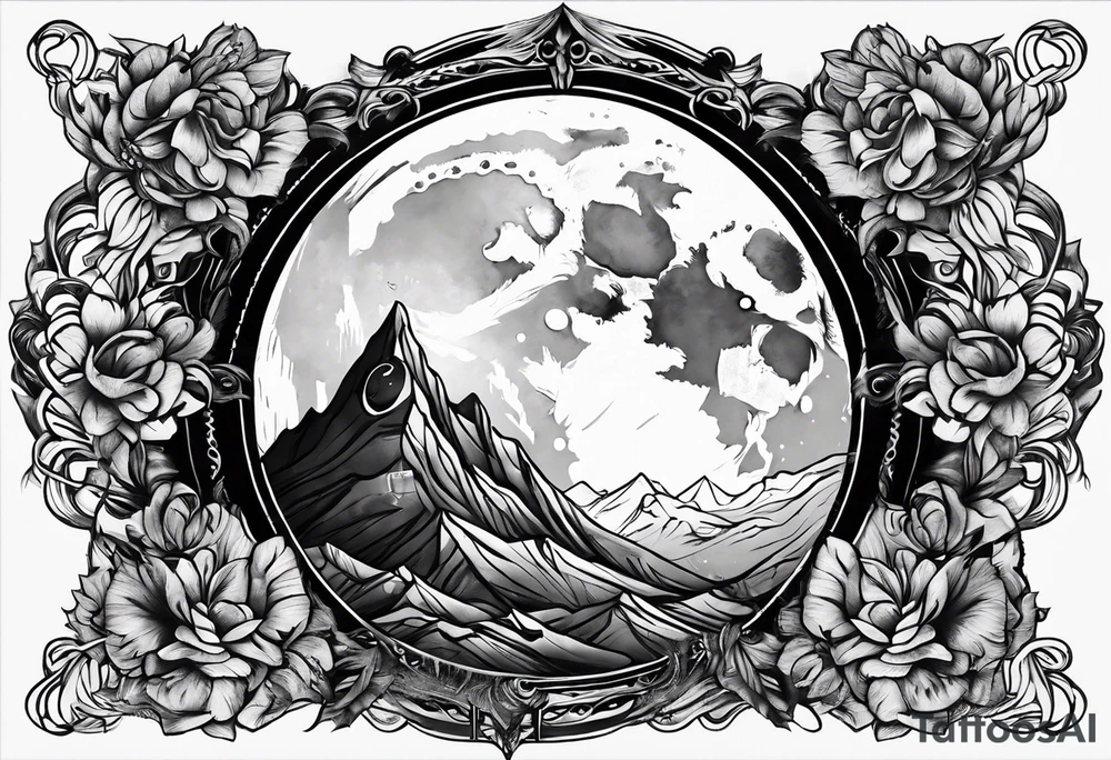 Moon wrapped in smoke tattoo idea