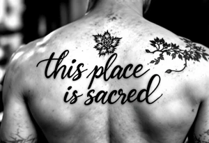 Maui outlined handwritten this place is sacred tattoo idea