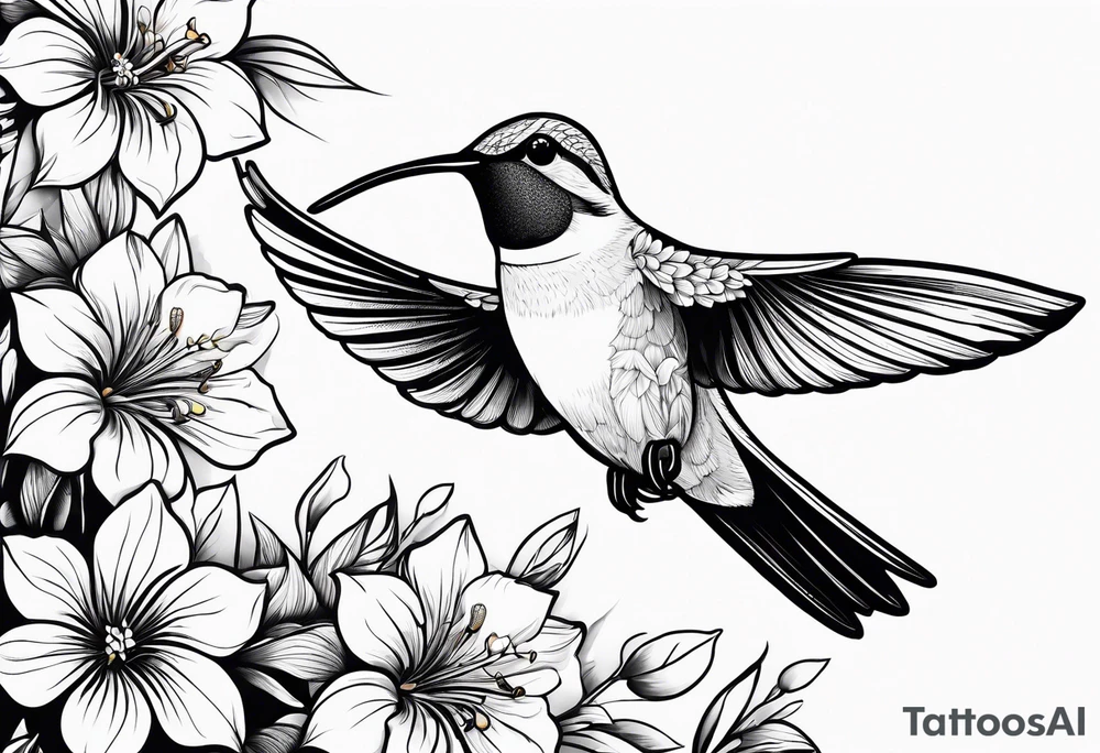 colibri bird
flowers
fine line tattoo idea