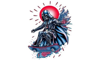 MEMORY TATTOO
blue and red Darth Vader skateboarding outdoors, bullets, heaven, star wars
"Darth Carter"
12/29/88-01/06/24 tattoo idea