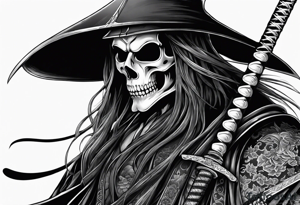 katana with grim reaper tattoo idea