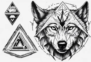 wolf head with triangle in the background tattoo idea