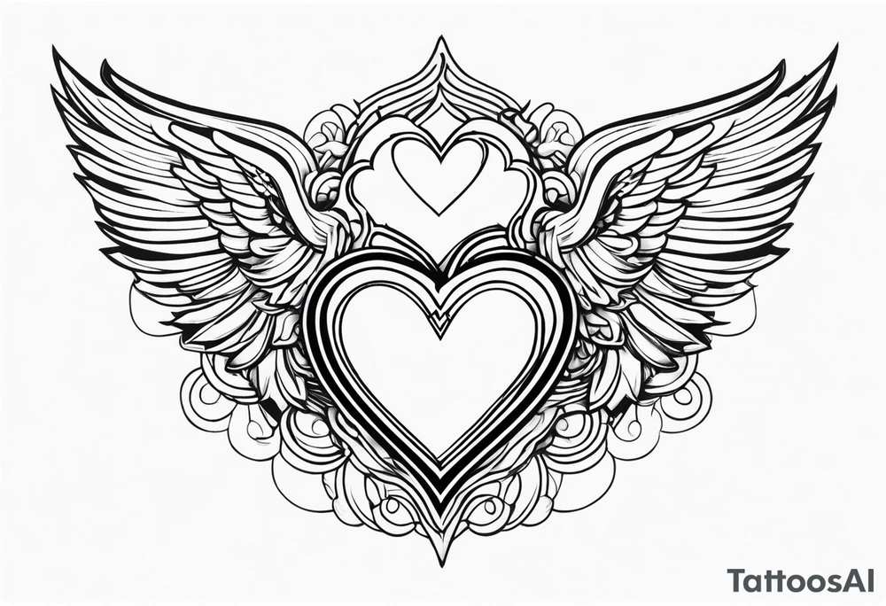 Y2K angel heart with wings tattoo idea