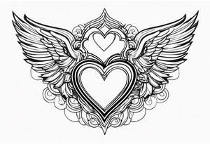 Y2K angel heart with wings tattoo idea