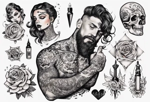 man getting tattooed by a woman tattoo idea