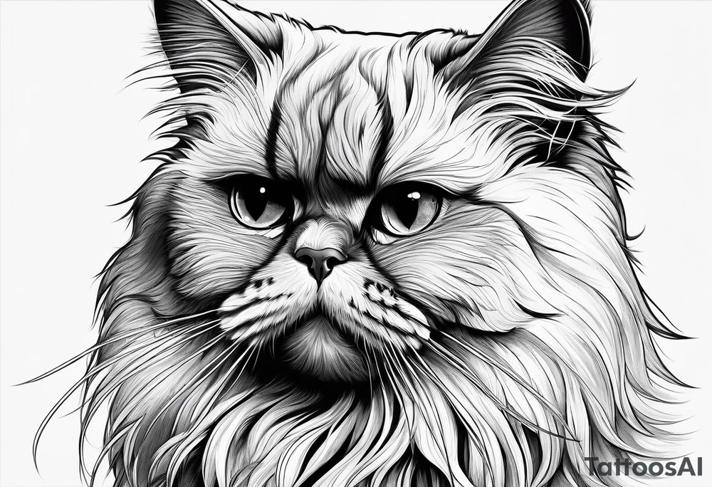 simple very side profile persian cat tattoo idea