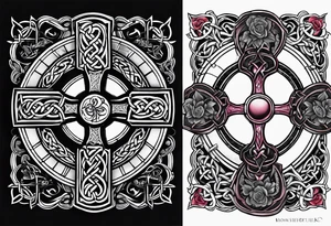 Celtic cross,moon,rose tattoo idea
