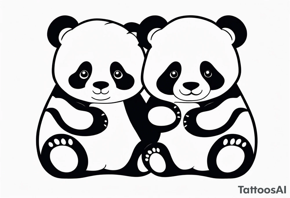 Cute pandas embracing or holding hands. tattoo idea