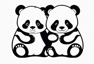 Cute pandas embracing or holding hands. tattoo idea