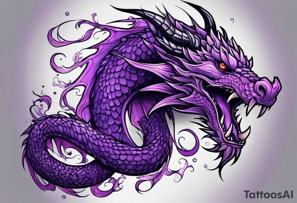 Purple eldritch dragon arm sleeve tattoo idea