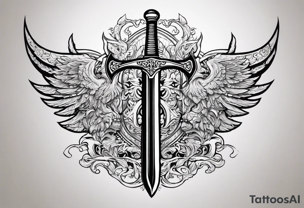 Valhalla sword warrior funeral tattoo idea