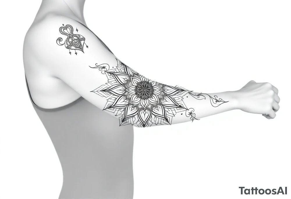 bold line shaman style mandala tattoo idea