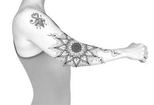 bold line shaman style mandala tattoo idea