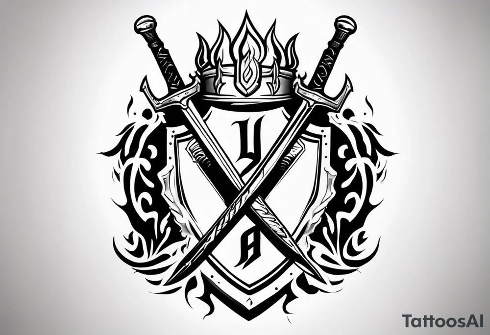 Valhalla on  fire shield sword tattoo idea