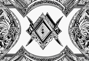Valhalla sword shield axe Valknut  tribal tattoo idea