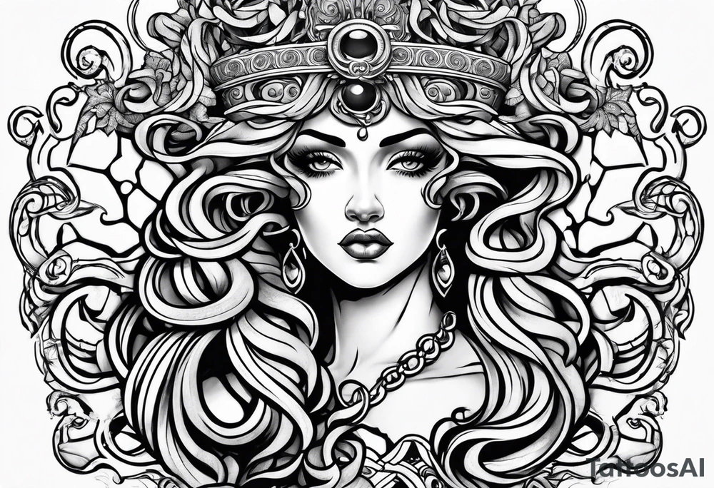 Neo traditional Medusa heads tattoo idea