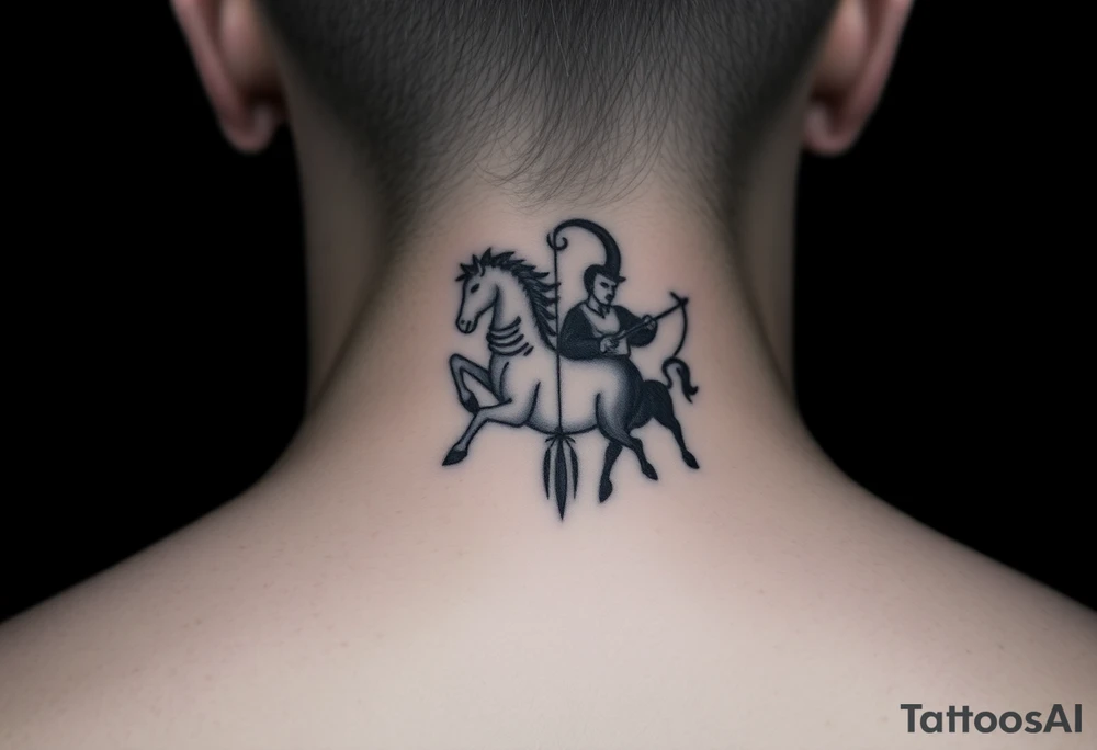 I would like a very small tattoo for behind the ear of the zodiac symbols for sagittarius and capricorn, in ONE combined tattoo. I DO NOT want the boad or the archer, I want the symbols combined into ONE very small tattoo tattoo idea